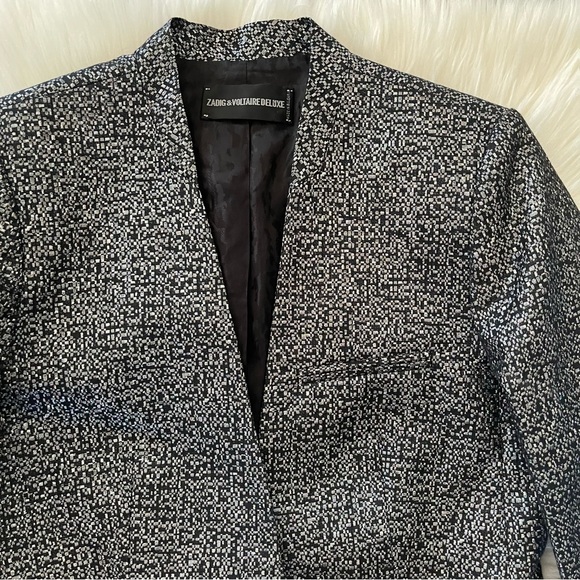Zadig & Voltaire Vegas Pixel Deluxe Silver Jacket - Picture 7 of 16